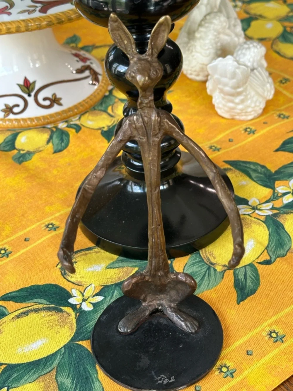 SAN PACIFIC INTERNATIONAL BRASS RABBIT HOME DECOR BOTTLE HOLDER VGUC